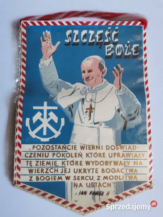 Stary proporczyk Jan Paweł II Matka Boska Antyki Siemianowice Śląskie