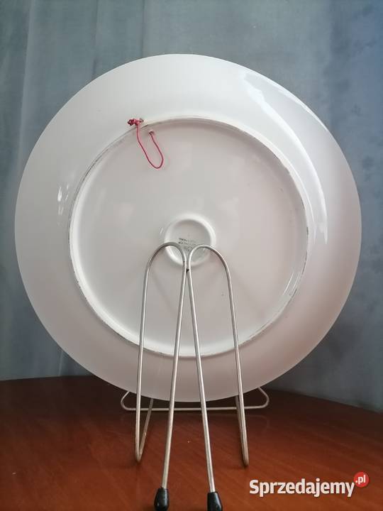 Duży Talerz Patera Dekoracyjna Goździki Porcelana i szkło