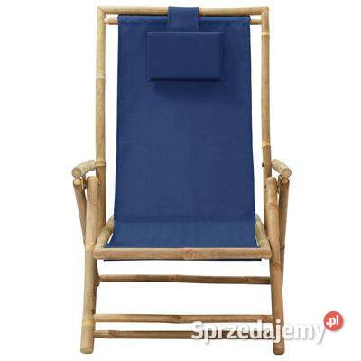 vidaXL Fotel rozkładany granatowy bambus i Warszawa