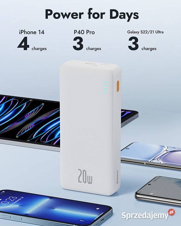 Powerbank Baseus 20000 mAh biały Zawiercie