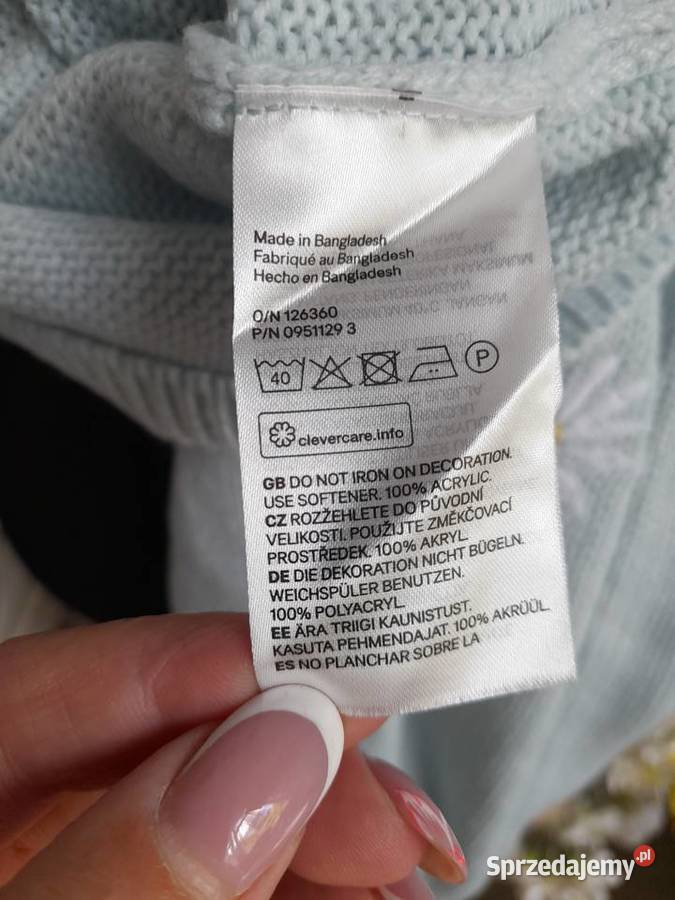 Sweter z wyszywanymi kwiatami HM S Swetry i golfy dolnośląskie Bogatynia