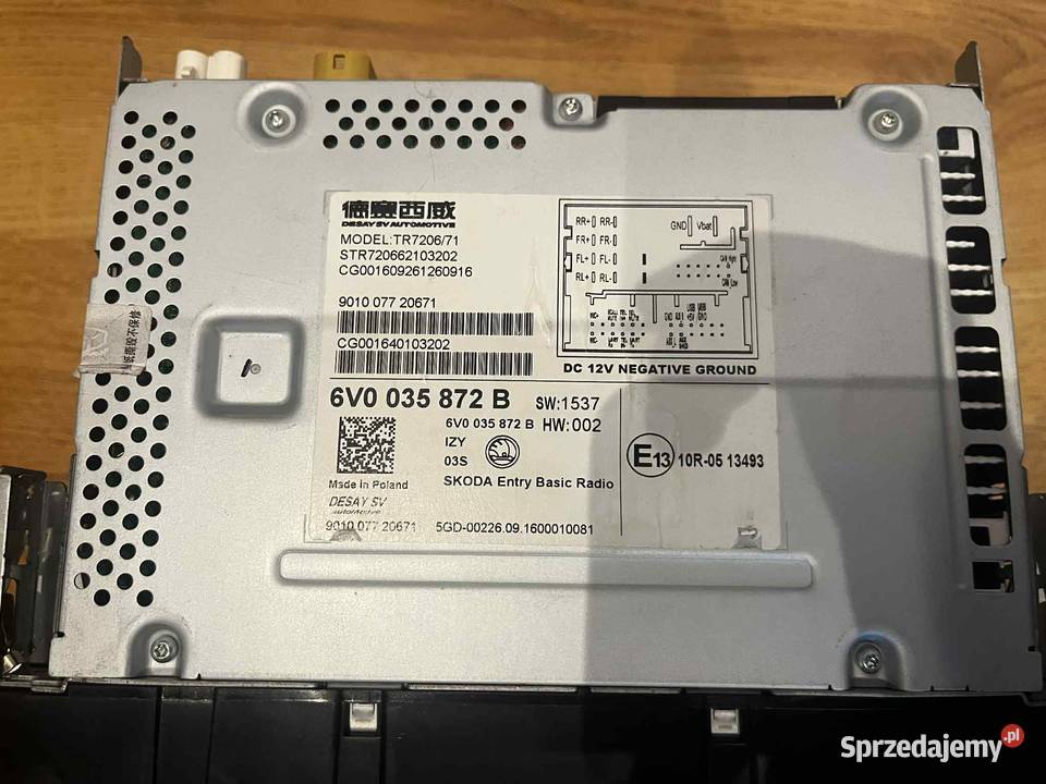 RADIO SKODA FABIA III 6V0 035 872B ORYGINAŁ STAN Zbąszyń