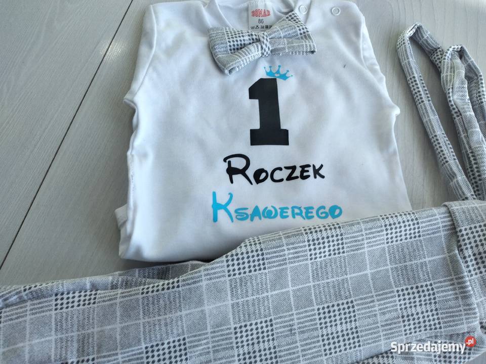Komplet na roczek chlopca kratka myszka miki 12m+ łódzkie Tomaszów Mazowiecki