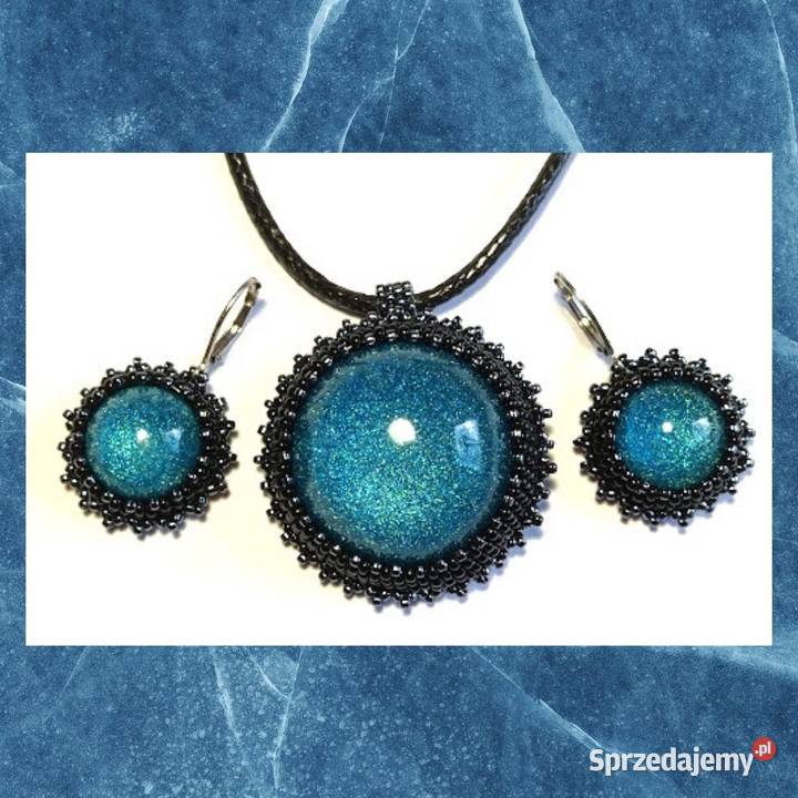 KOMPLET Z MORSKĄ ŻYWICĄ w koralikach Warszawa