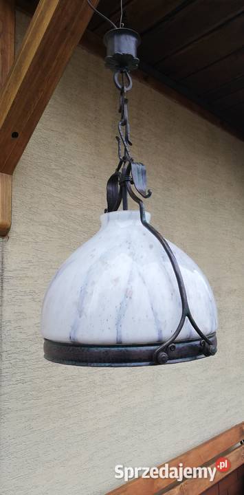 Lampa wisząca duża szklana metaloplastyka metal sprzedam