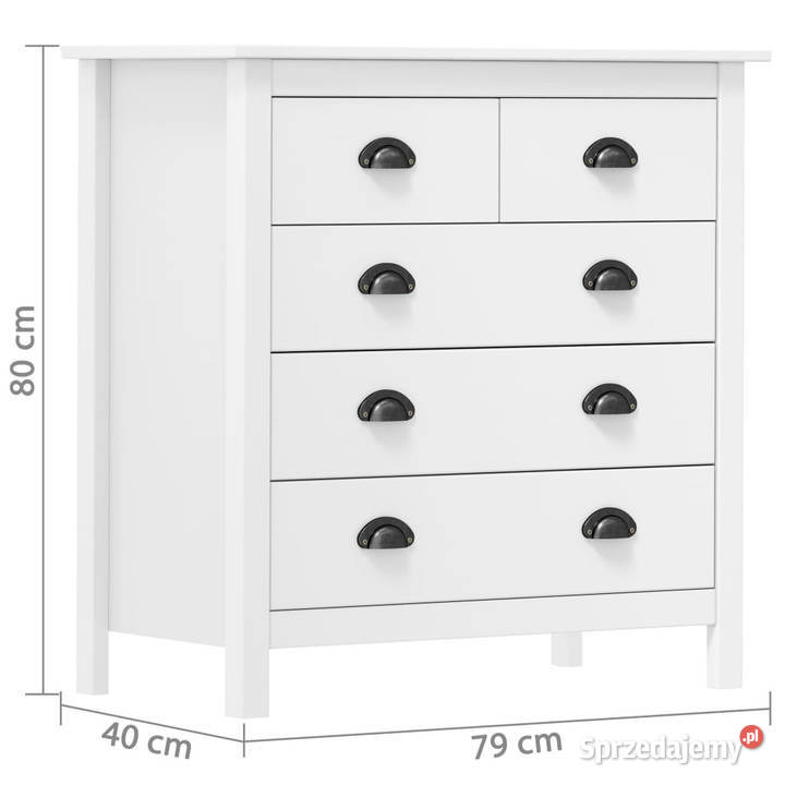 Komoda Hill biała 79x40x80 lite drewno sosnowe Komody Warszawa