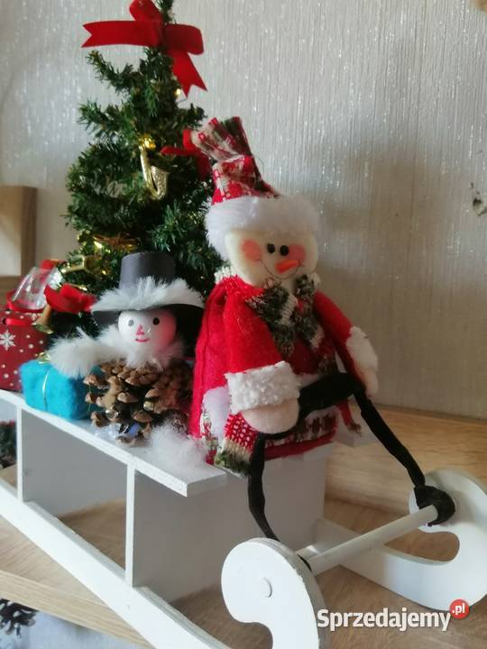 Stroik świąteczny oświetlony na saniach Ozdoba Wyposażenie wnętrz Katowice