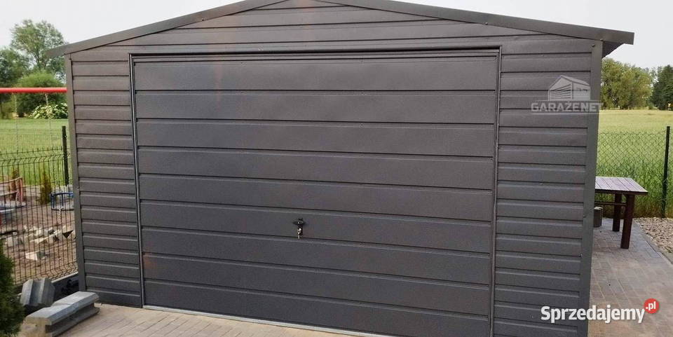 GARAŻ BLASZANY 4M X 6M BRAMA UCHYLNA GRAFIT Domki narzędziowe Łapanów