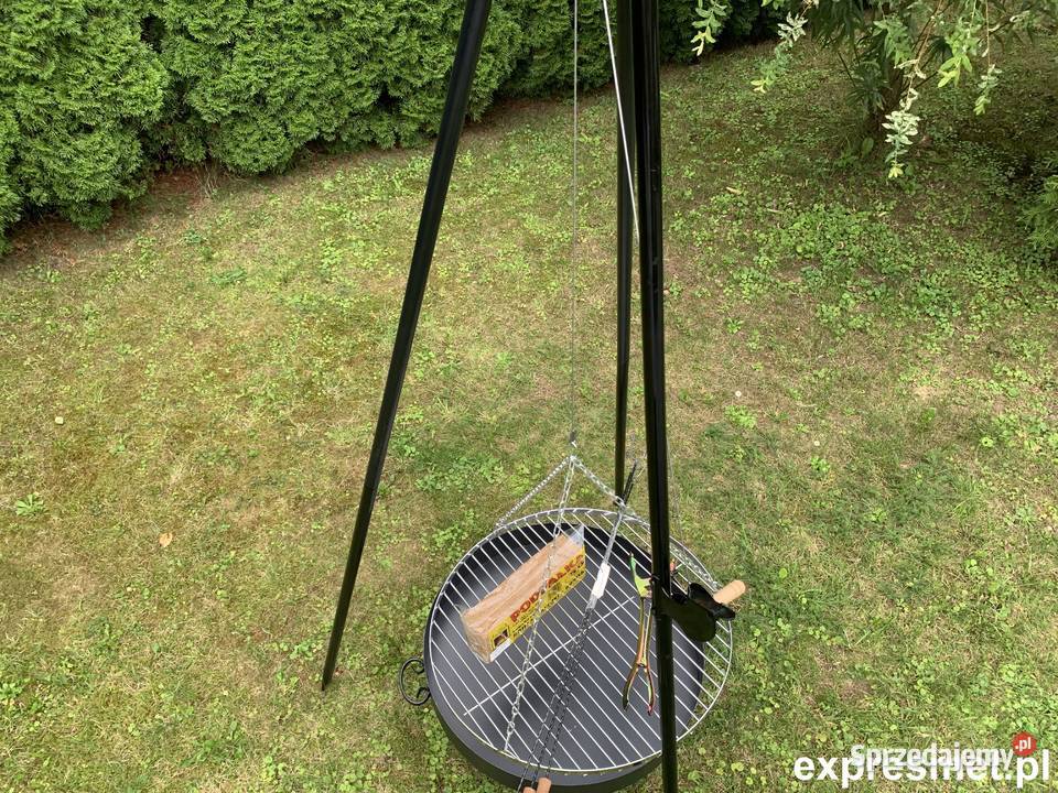 Grill ogrodowy Trójnóg z korbką KUTY DUŻY RUSZT Grillowanie Kraków sprzedam