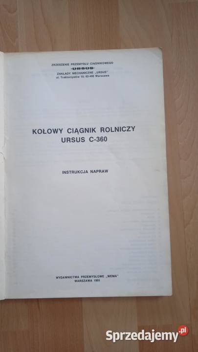 Instrukcja napraw Ursus C360 C360 3P oryginalna Lublin