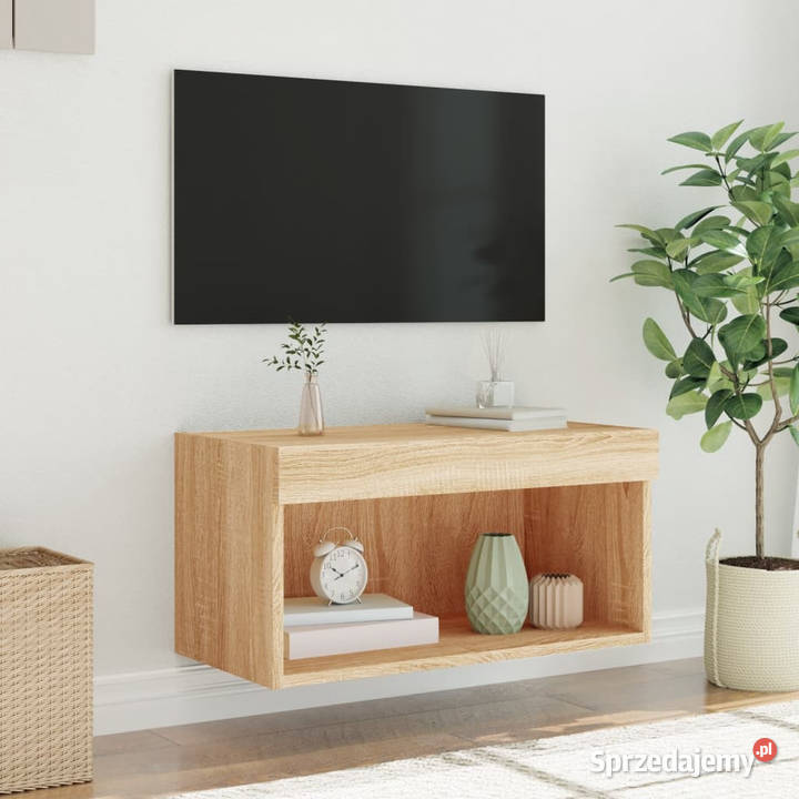 Szafka pod TV z oświetleniem LED dąb sonoma Warszawa