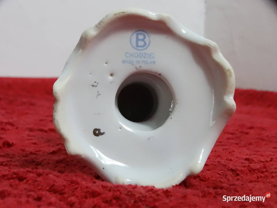 Elegancki świecznik porcelanowy CHODZIEŻ Vintage lubelskie Biłgoraj