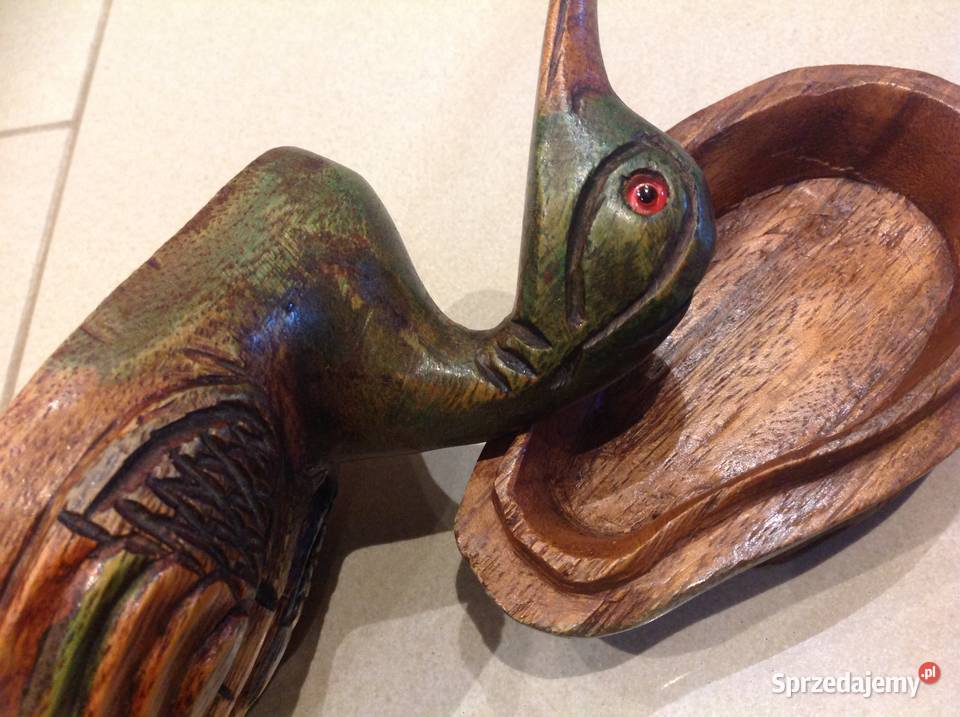 Kaczka Drewniana Malowana Szkatułka Stara Nowa Sól