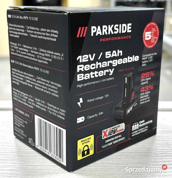 Bateria Parkside 5AHU 12V Elbląg sprzedam