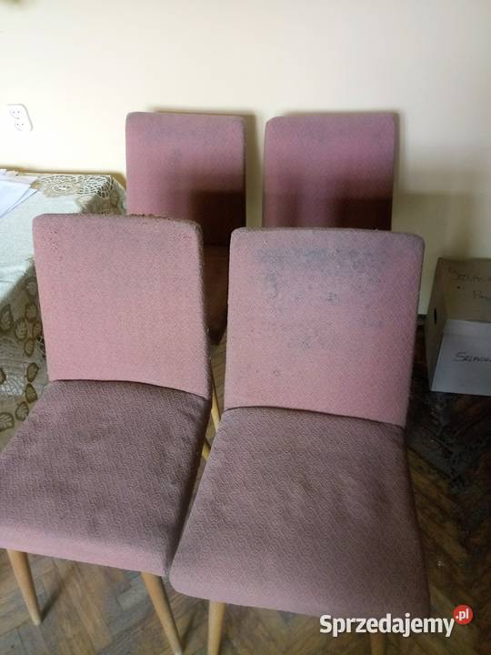 4 krzesła tapicerowane patyczaki, PRL