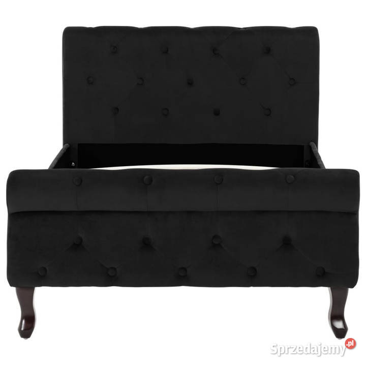 Rama łóżka czarna tapicerowana aksamitem 90 x