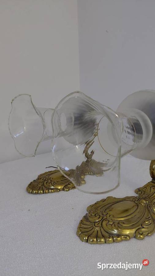 Kinkiety mosiężne z kloszem małopolskie Krzykawa sprzedam