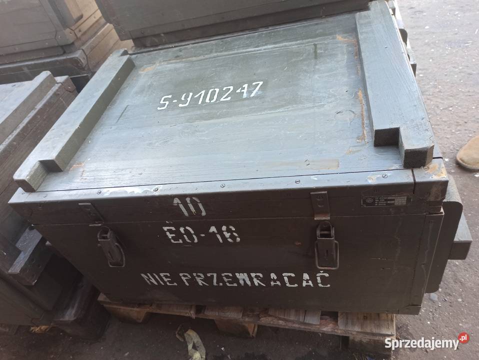 Skrzynia drewniana wojskowa z przegrodami 91 x Skierniewice