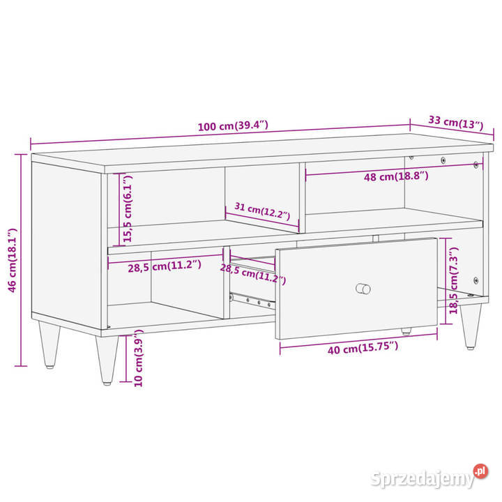 Szafka pod telewizor 100x33x46 lite drewno mango Warszawa