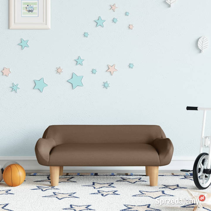 Sofa dzieci brązowa 70x40x24 obita tkaniną Warszawa