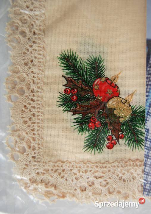 Świąteczna serwetka do pieczywa bawełna beż Boże Lublin sprzedam