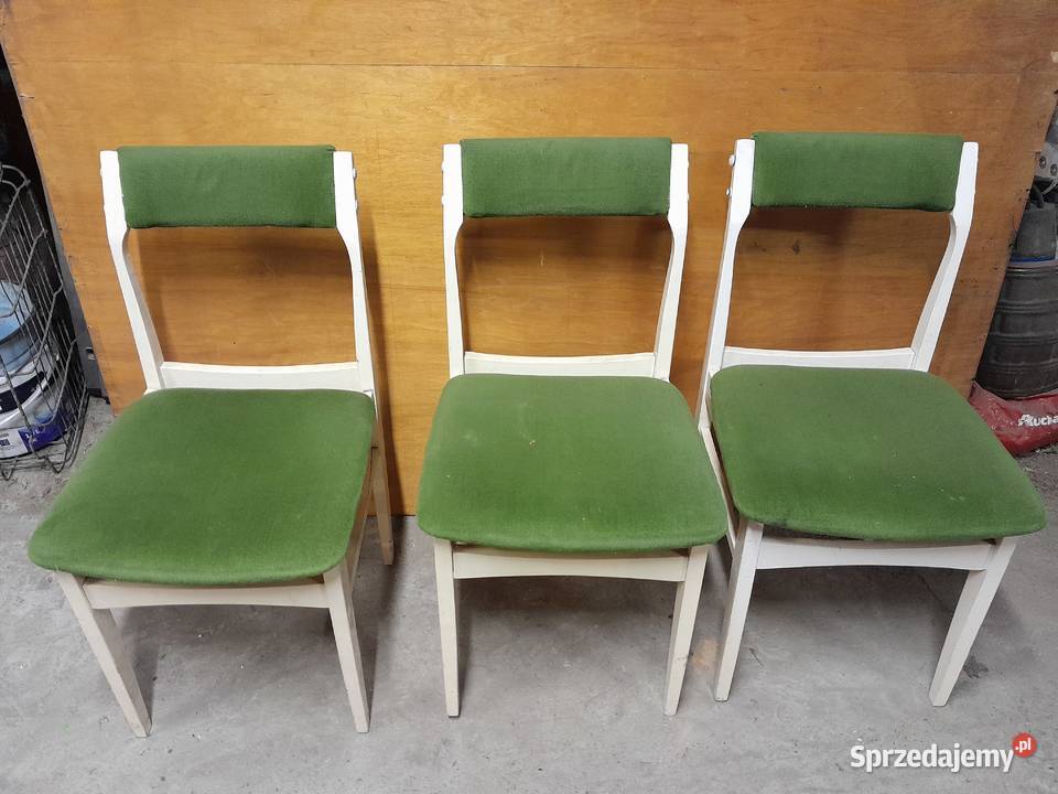 Stare krzesło plszyna krzesła PRL 3 sztuki retro śląskie Dąbrowa Górnicza