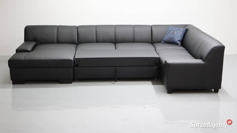 TSD nowy narożnik U funkcją spania czarna eko Poznań