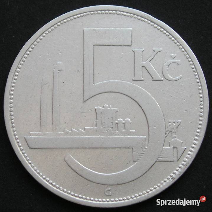 Czechosłowacja 5 koron 1929 SREBRO Łódź
