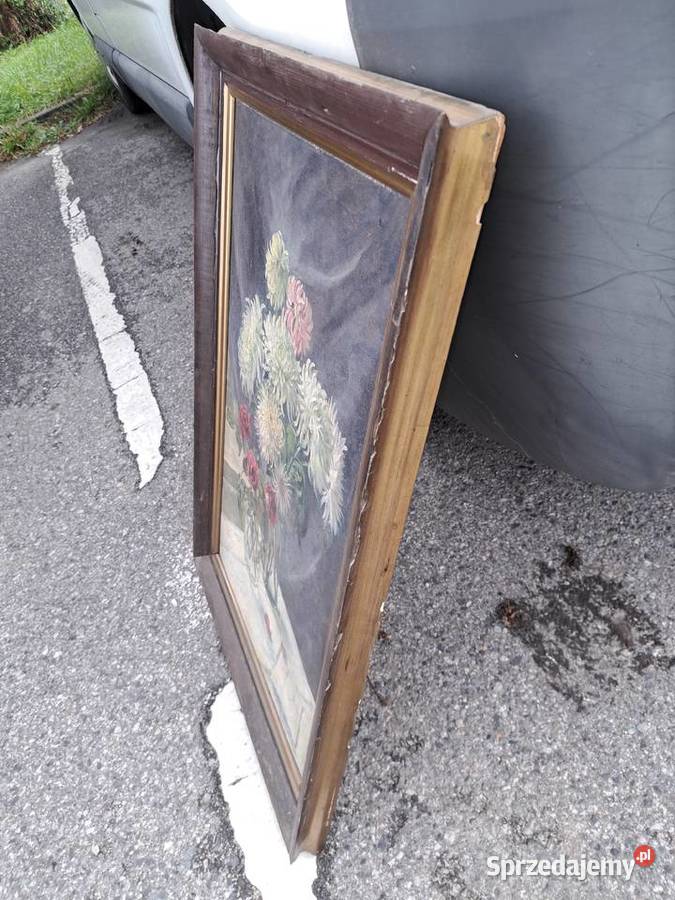 Stary obraz z 1916 roku olej na plotnie Lubań