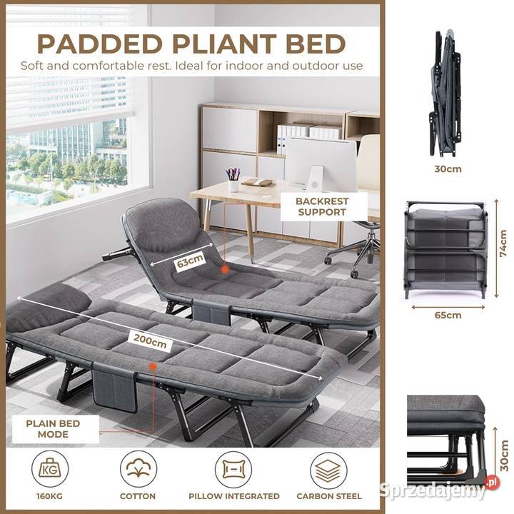 Składane łóżko kempingowe Stalowa konstrukcja Jaworzno