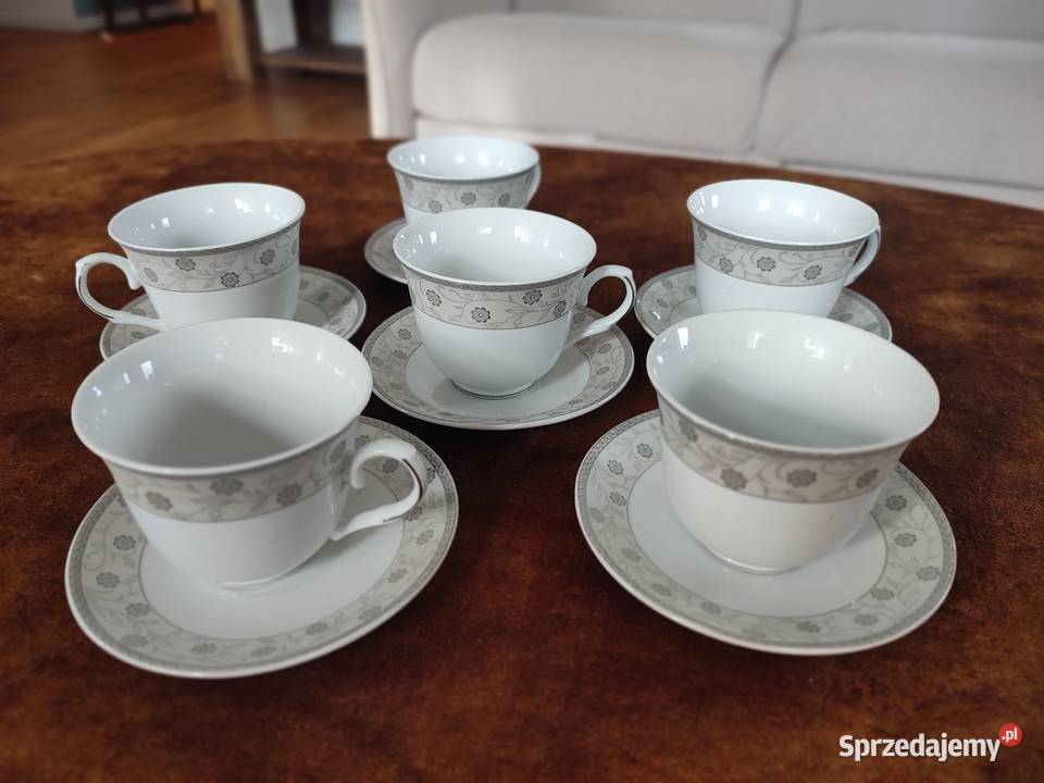 Piękny komplet do kawy herbaty 6 filiżanek 6 Porcelana i szkło Łódź sprzedam
