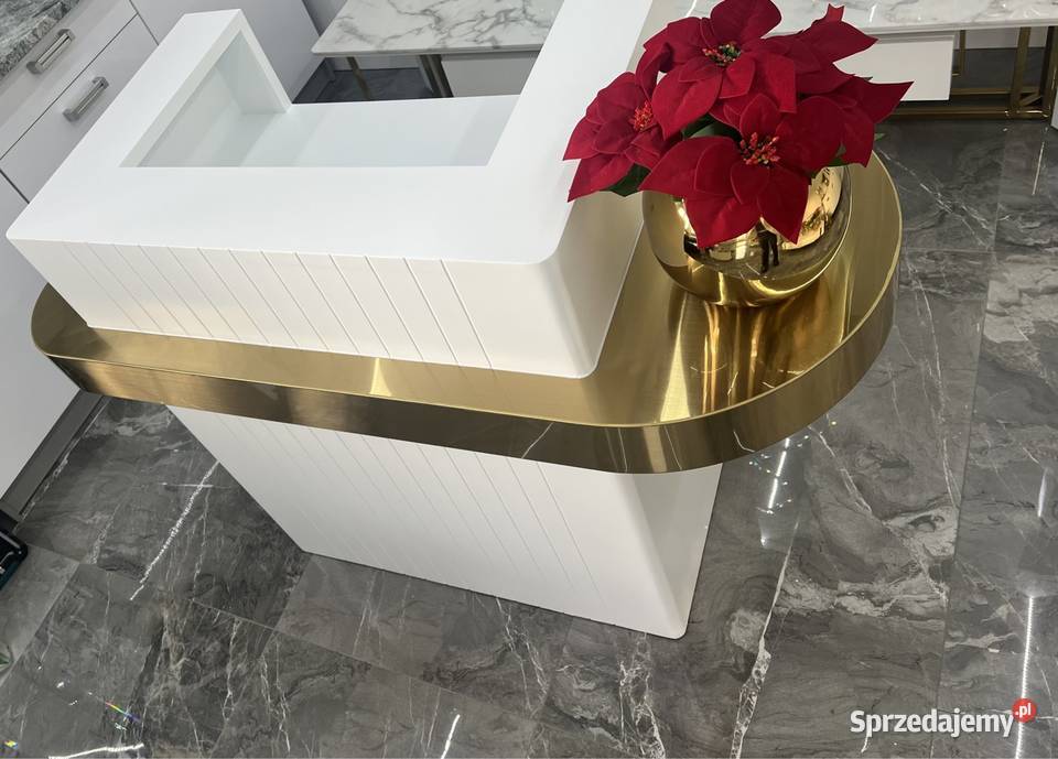 Biała złota recepcja lada do gabinetu do salonu Wyposażenie salonów
