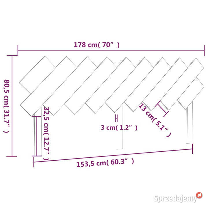 Wezgłowie łóżka 178x3x805 lite drewno sosnowe sprzedam
