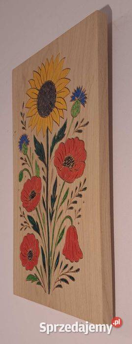 Piękna ozdoba z drewna słonecznik maki chabry Malechowo sprzedam