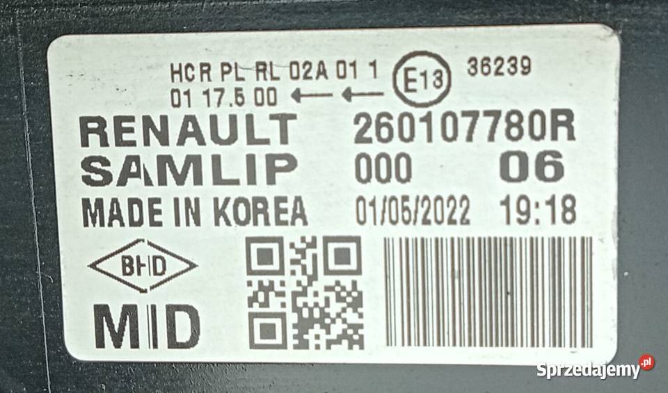 Renault Arkana Full Led reflektor lampa prawy Lampy przednie Przeźmierowo