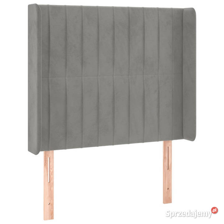 Zagłówek uszak jasnoszary 83x16x118128 aksamit