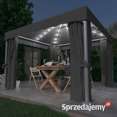 vidaXL Altana z zasłonami i sznurem lampek LED Warszawa sprzedam