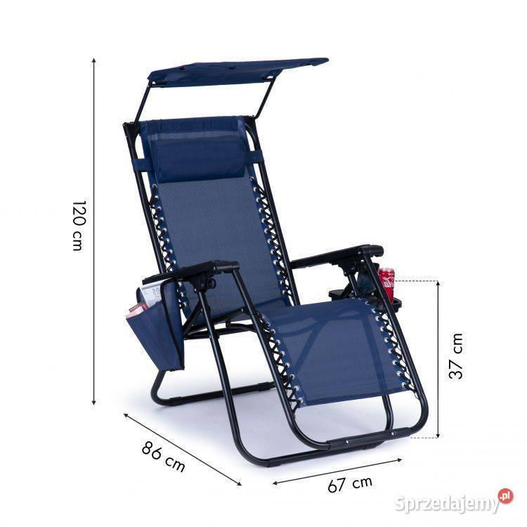  DARK BLUE leżak ogrodowy z daszkiem składany Bielsk Podlaski