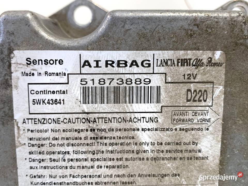 SENSOR AIRBAG FIAT BRAVO II 51873889 CZUJNIK osobowe