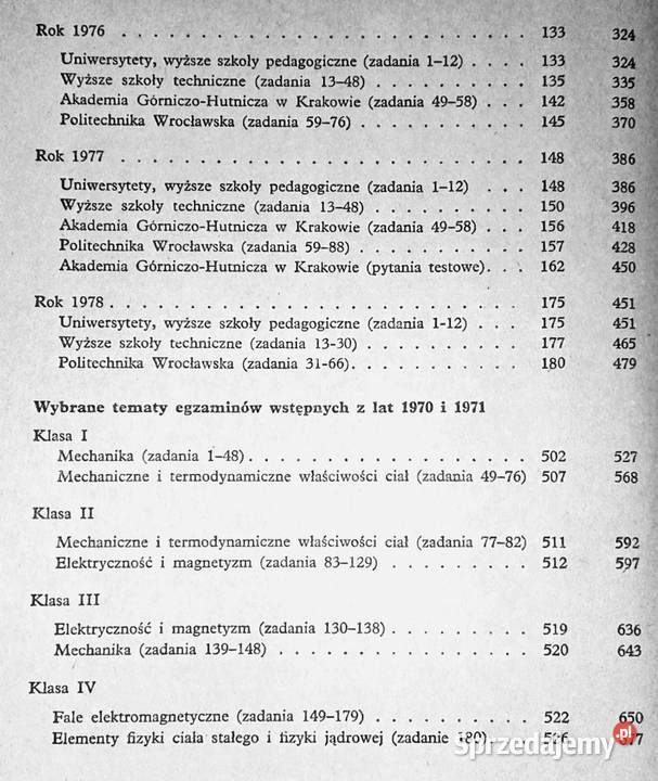 Tematy egzaminów wstępnych z fizyki z Chełm