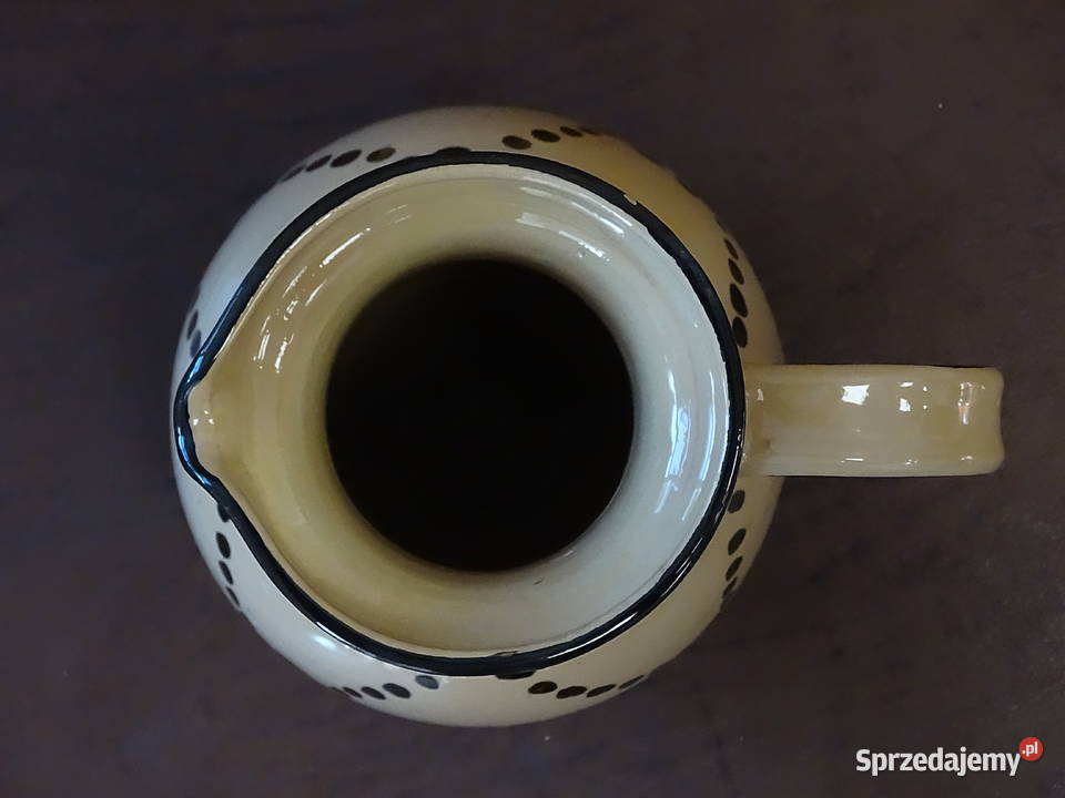 Ceramiczny dzbanek wazon ręcznie malowany retro Biłgoraj