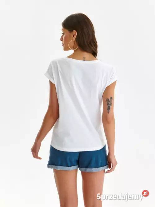 biały tshirt z nadrukiem Top Secret Olkusz