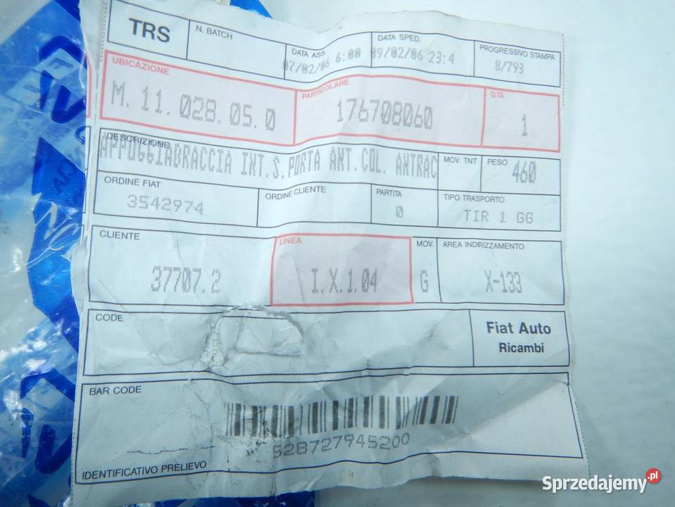 RĄCZKA DRZWI LEWY PT FIAT CROMA I 9096 ASO lubelskie