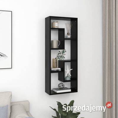 vidaXL Półka ścienna czarna 36x16x90 materiał