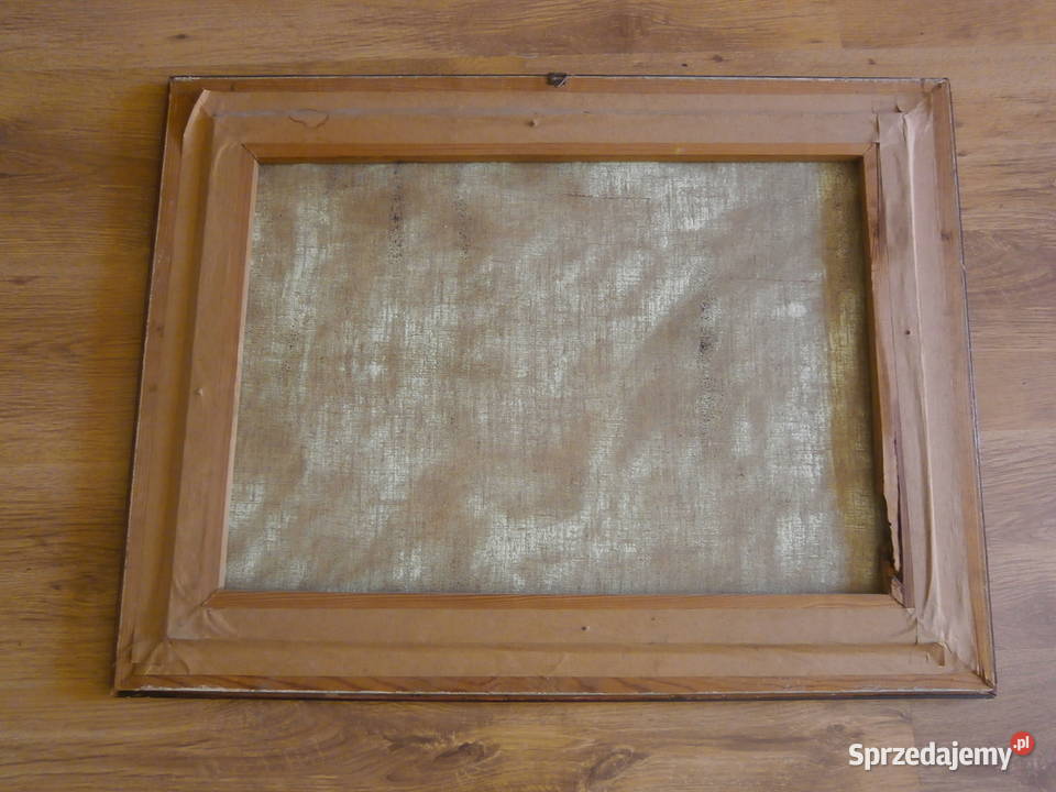 Stary obraz w ramie płótno Pejzaż ładny stan Łódź