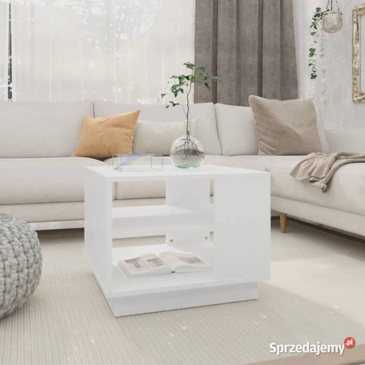 Stolik kawowy biały 55x55x43 materiał Warszawa