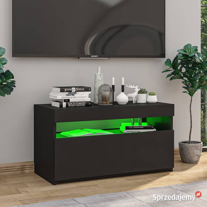 Szafka pod TV z oświetleniem LED czarna 75x35x40 RTV