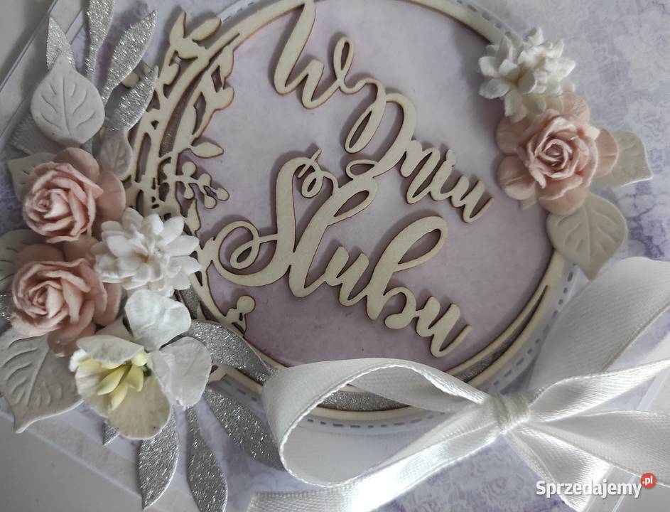 Kartka ręcznie robiona na Ślub w pudełku