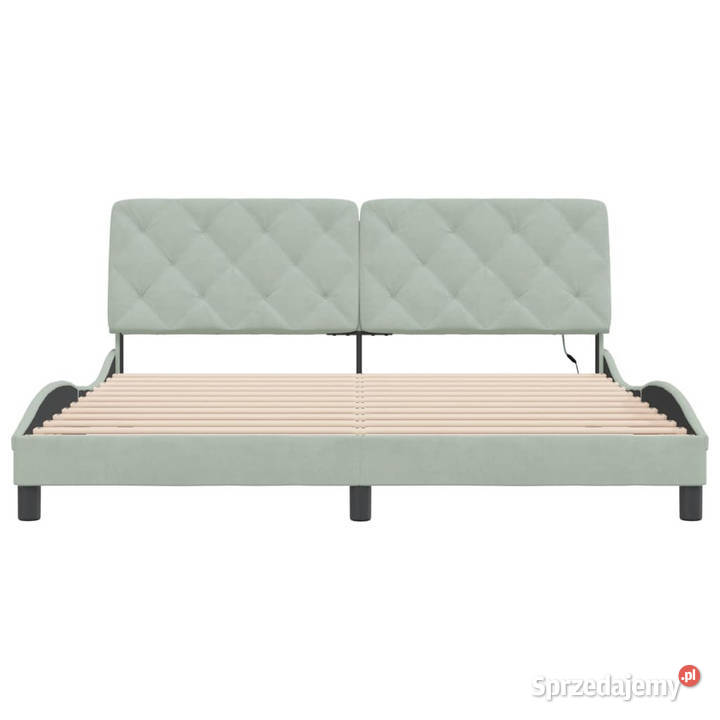 Rama łóżka z LED jasnoszara aksamitna 180x200 Warszawa sprzedam