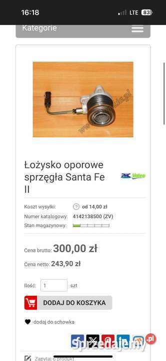Sprzęgło kompletne plus łożysko oporowe Hyundai Miechów